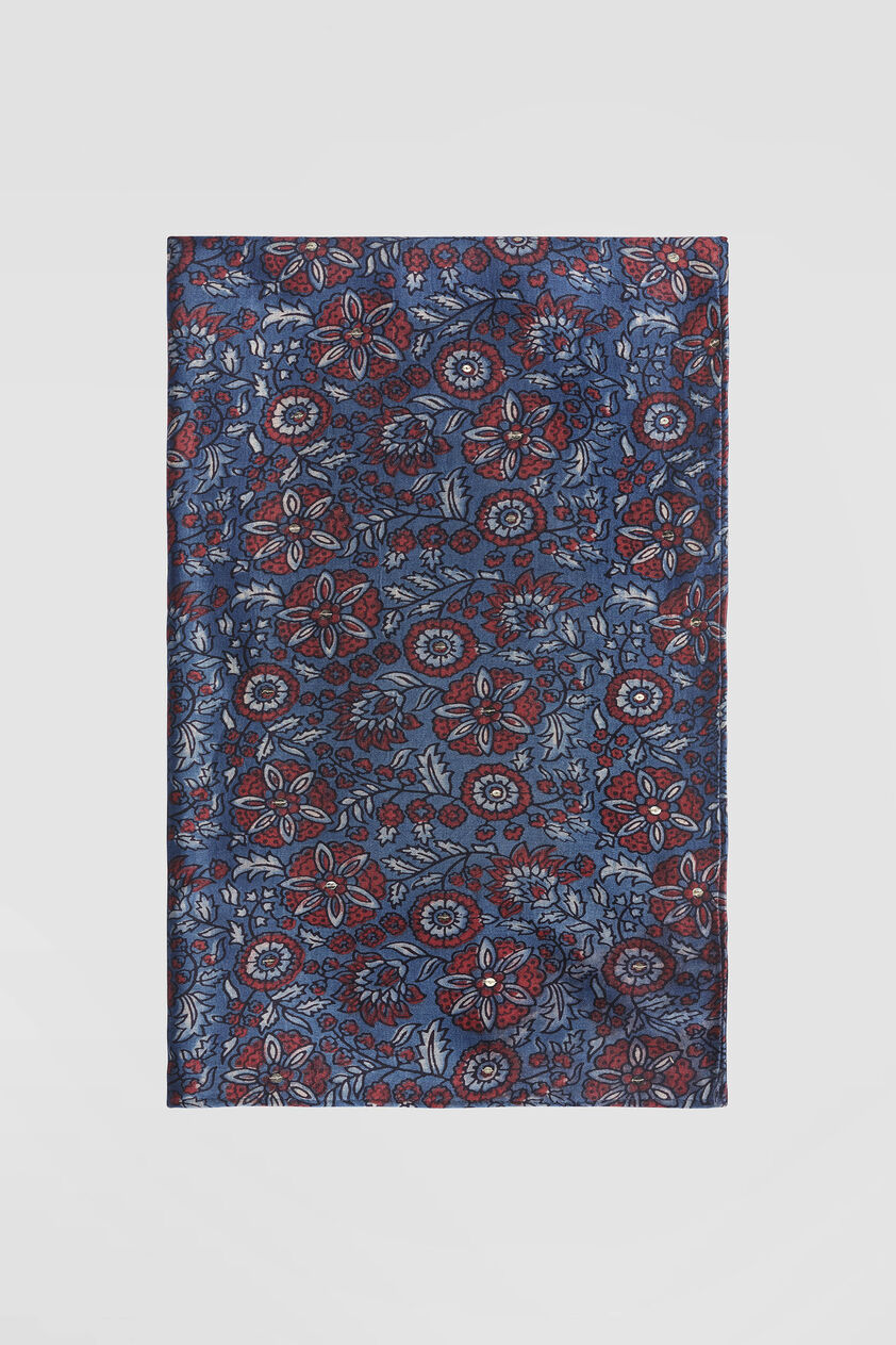 Akari Ajrakh Hand-block Printed Silk Saree - Blue, Blue, image 7